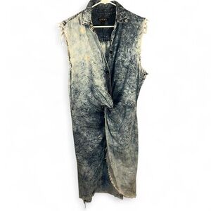 Kroix Denim Sleeveless Shirt Dress Distressed Medium Size 1X